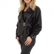 Geaca biker piele ecologica - JCL   negru dama