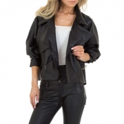 Geaca biker piele ecologica - JCL   negru dama