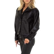 Geaca biker piele ecologica - JCL   negru dama