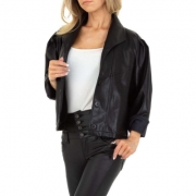 Geaca biker piele ecologica - JCL   negru dama