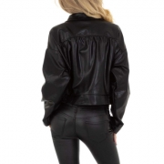 Geaca biker piele ecologica - JCL   negru dama