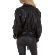 Geaca biker piele ecologica - JCL   negru dama