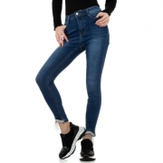 Blugi skinny talie inalta - albastru dama