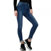 Blugi skinny talie inalta - albastru dama