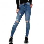 Blugi skinny cu rupturi - albastru dama