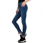 Blugi slim fit talie inalta - albastru dama