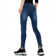 Blugi slim fit talie inalta - albastru dama