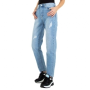 Blugi talie inalta Colorful Premium - albastru dama