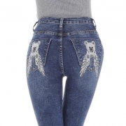 Blugi skinny talie inalta - albastru dama