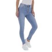 Blugi skinny talie inalta - albastru dama