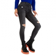 Blugi skinny talie inalta - negru dama