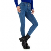 Blugi skinny talie inalta - albastru dama