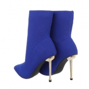 Botine tip soseta cu toc subtire - albastru dama