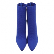 Botine tip soseta cu toc subtire - albastru dama