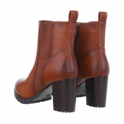 Botine cu toc gros - bej dama