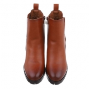 Botine cu toc gros - bej dama