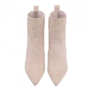 Botine cu toc gros - bej dama