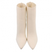 Botine tip soseta cu toc subtire - bej dama