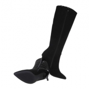 Cizme cu toc subtire - blacksuede dama
