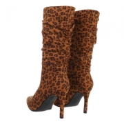 Cizme cu toc inalt - imprimeu leopard dama