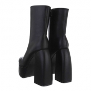 Botine retro cu toc gros si platforma - negru dama