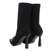 Botine elegante cu toc si strasuri - negru dama