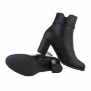 Botine cu strasuri si toc gros - negru dama