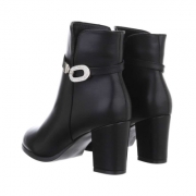 Botine cu strasuri si toc gros - negru dama