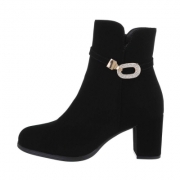 Botine cu strasuri si toc gros - negru dama