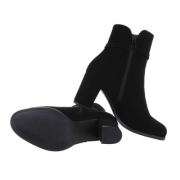Botine cu strasuri si toc gros - negru dama