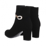 Botine cu strasuri si toc gros - negru dama