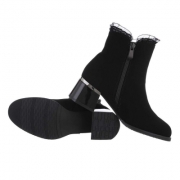 Botine cu dantela si toc gros - negru dama