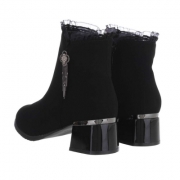 Botine cu dantela si toc gros - negru dama