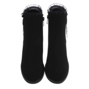 Botine cu dantela si toc gros - negru dama