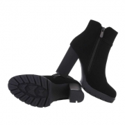 Botine cu strasuri si toc gros - negru dama