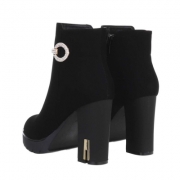 Botine cu strasuri si toc gros - negru dama