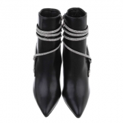 Botine elegante cu toc si strasuri - negru dama