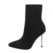 Botine tip soseta cu toc subtire - negru dama