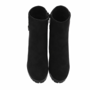 Botine cu platforma si toc gros - negru dama