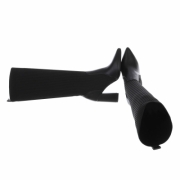 Cizme elastice textil cu toc gros - negru dama