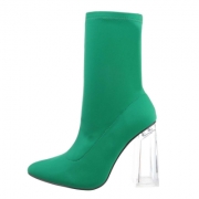 Botine cu toc gros - verde dama