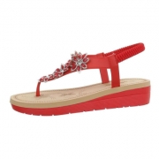 Sandale cu strasuri platforma mica - rosu dama