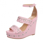 Sandale cu tinte si platforma - roz dama