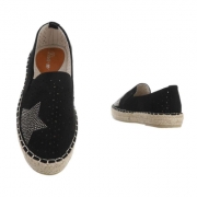 Espadrile platforma cu strasuri - negru dama