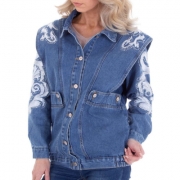 Geaca blugi cu broderie - albastru dama