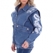 Geaca blugi cu broderie - albastru dama