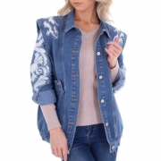 Geaca blugi cu broderie - albastru dama