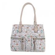 Geanta imprimeu floral - bej dama
