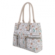Geanta imprimeu floral - bej dama