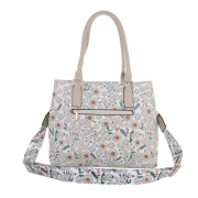 Geanta imprimeu floral - bej dama